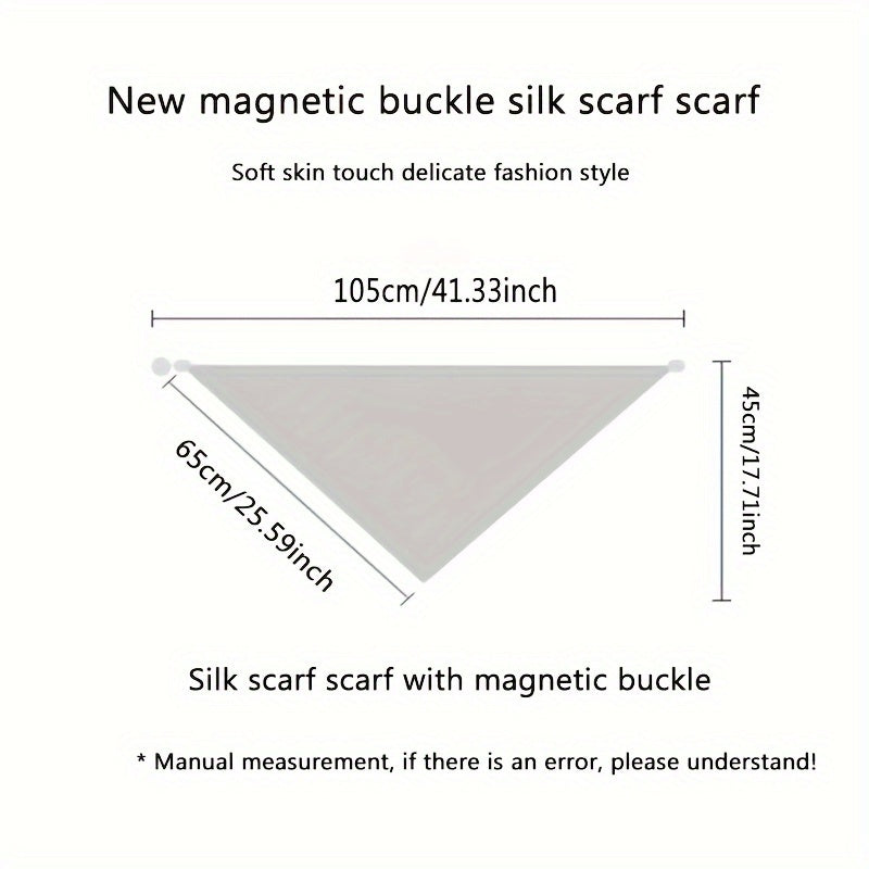 Silk Scarf for Women Spring Autumn Square Thin Neck Protection with Magnetic Buckle