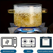 Borosilicate Glass Saucepan 1.5L with Lid Dishwasher Oven Safe Clear Cookware