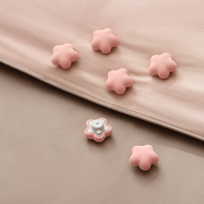 Set of 6 Pink Floral Bedding Fasteners Non-Slip Duvet Cover Sheet Holders