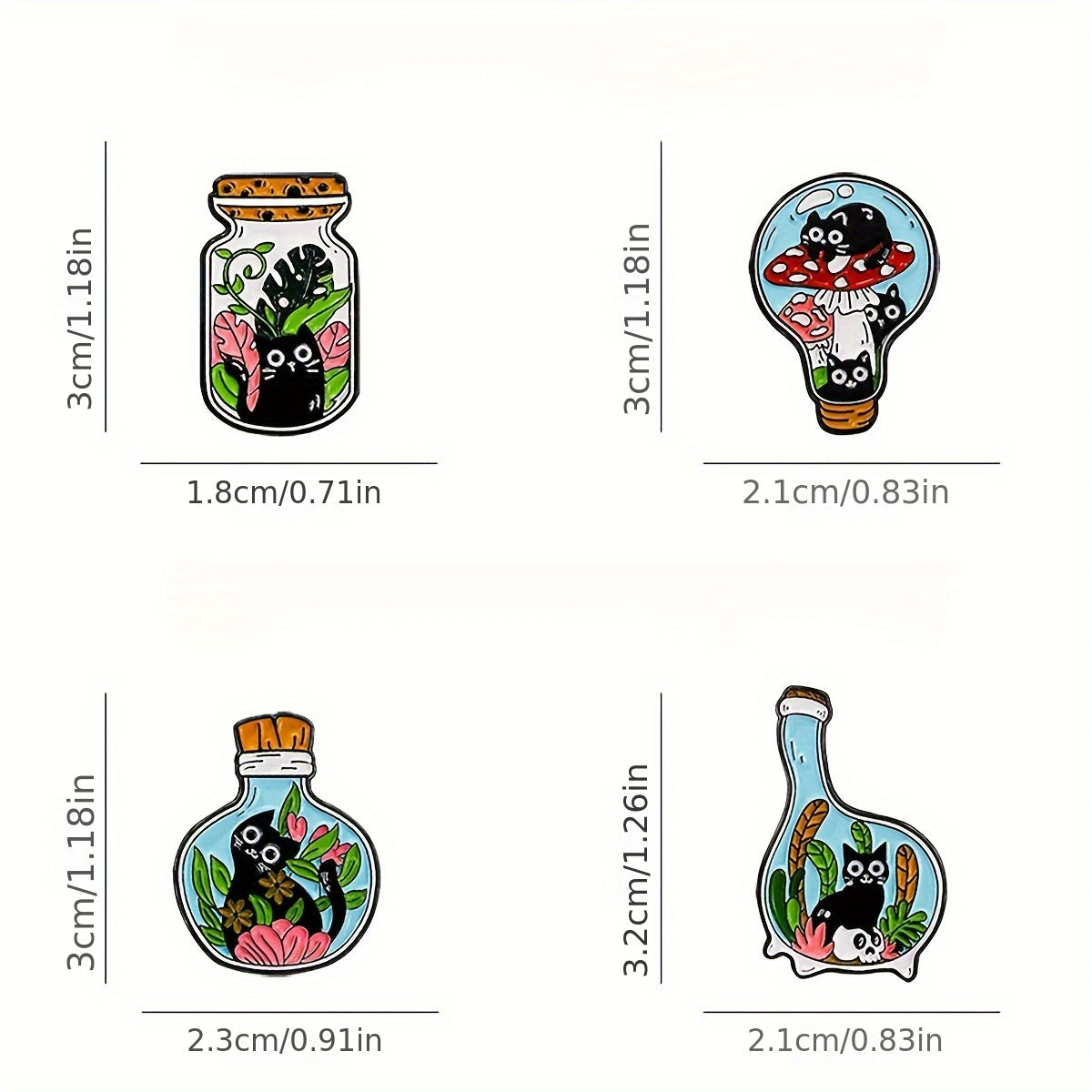 Cartoon Cat Bottle Brooch Enamel Pin Personalized Jewelry Gift