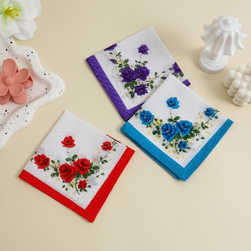 Set of 6 Cotton Handkerchiefs for Men and Women Butterfly and Bird Prints Soft and Absorbent