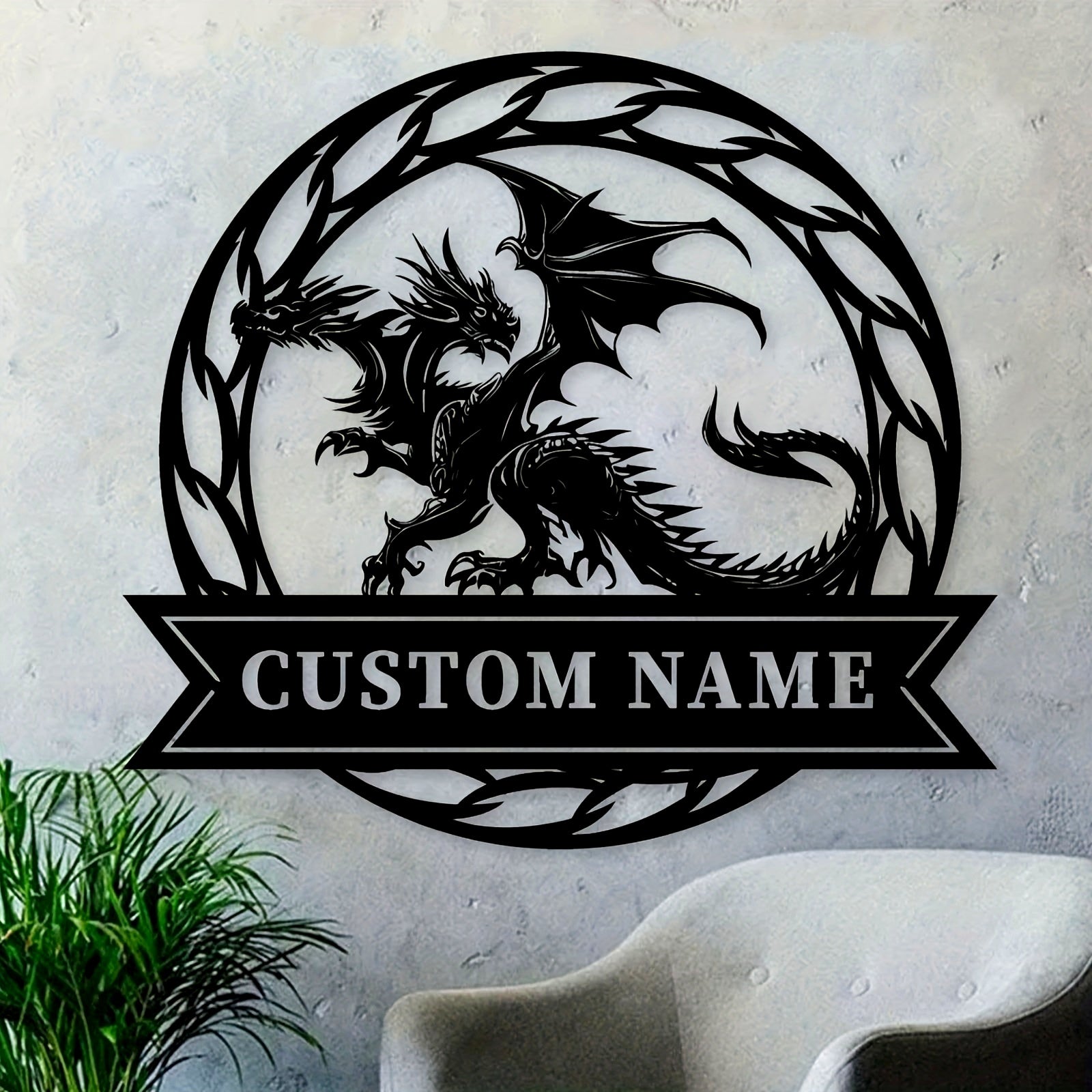 Custom Dragon Metal Wall Art with Name, Weatherproof AAA Grade Metal, Nursery Room Decor