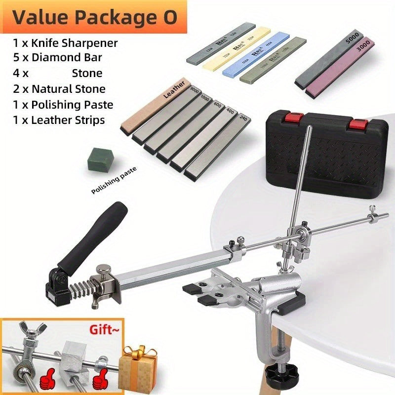 Pichoqni qirqish uchun professional maydalagich bilan pichoqni, qaychi va whetstone-ni qirqish uchun pichoqni qirqish to'plami.