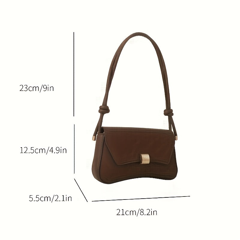 Women and Teenagers Brown PU Shoulder Bag with Flap Closure for Work School Travel