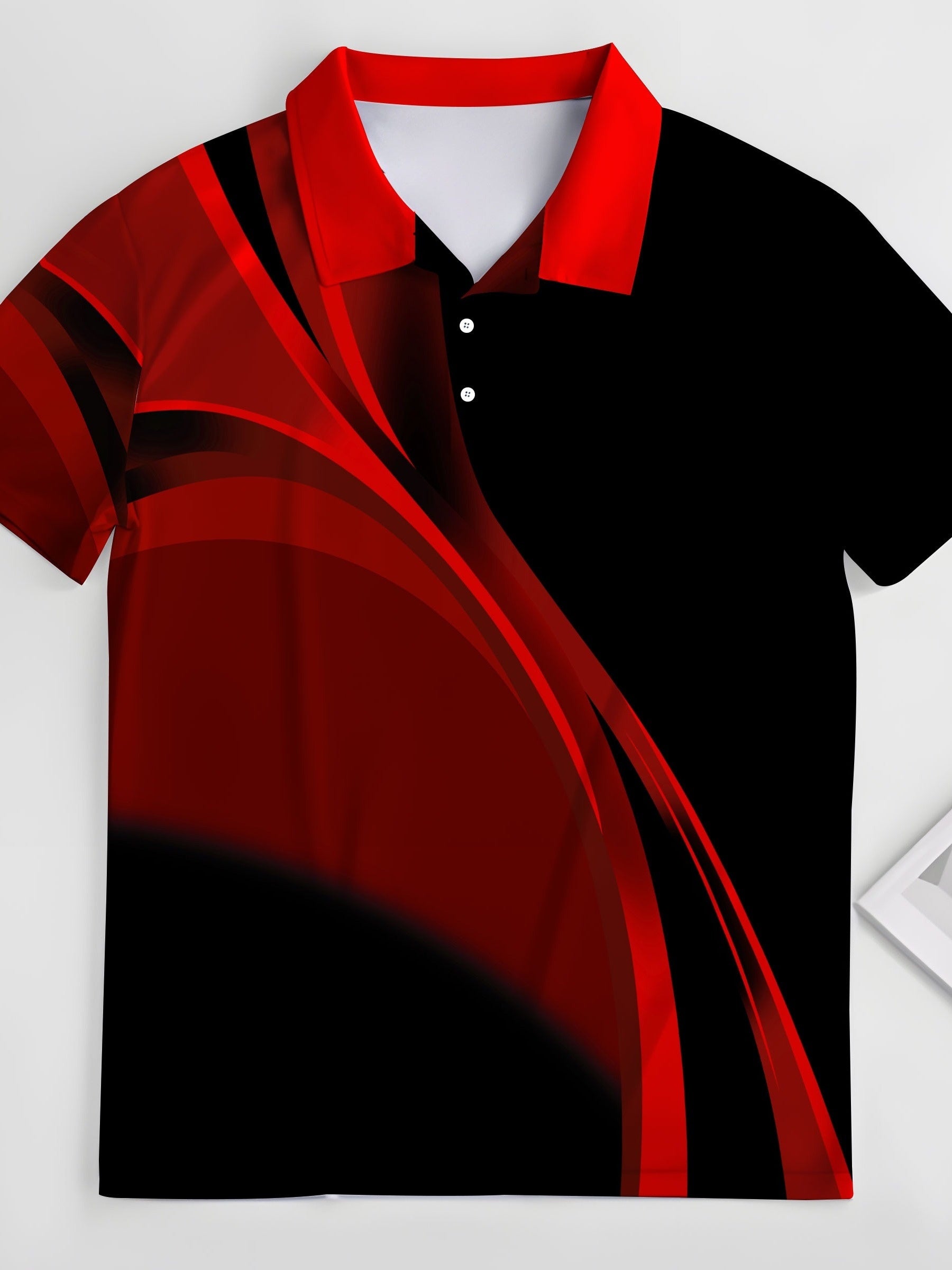 Мужская футболка для гольфа большого размера, красно-черный градиент, короткий рукав, повседневная, из полиэстера и смеси тканей