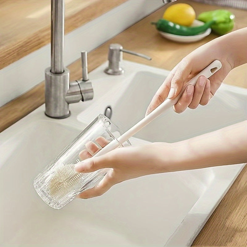 Uzoq tutqichli silikon shisha cho'tkasi - Ovqat ichish shishalari va oshxona buyumlarini chuqur tozalash uchun qulay va yumshoq tuklar