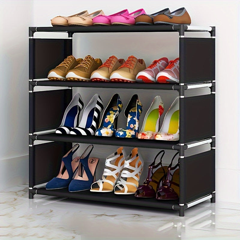 Metal Shoe Rack with Multiple Layers Dustproof Cover for Entryway Bedroom Dorm