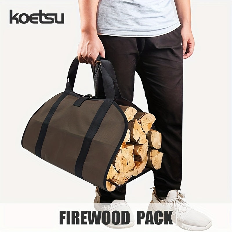 Firewood Carrier Bag Waxed Canvas Tote 94cm Durable PVC Outdoor Camping
