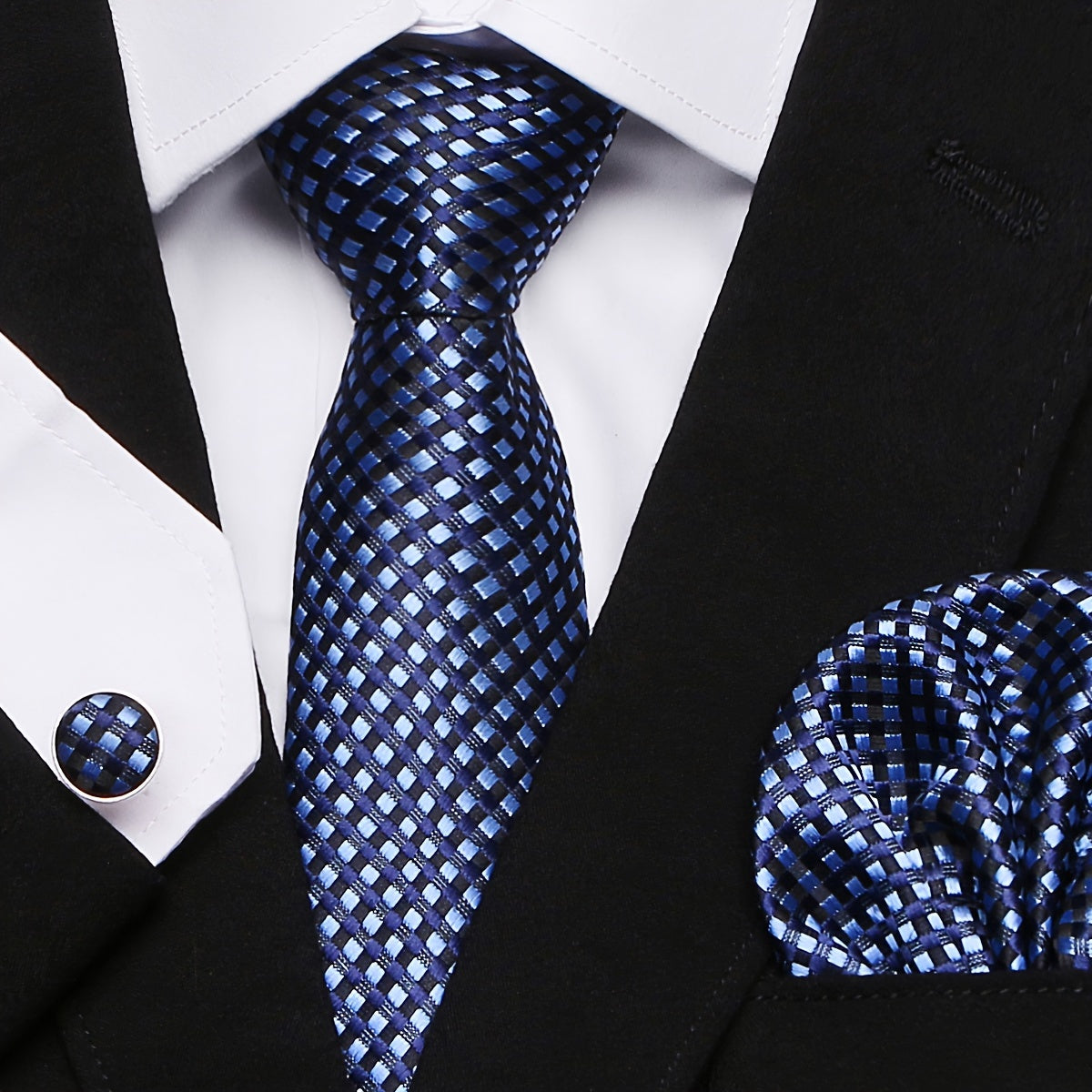 Elegant Paisley Stripe Tie Set with Pocket Square and Cufflinks for Weddings and Formal Events