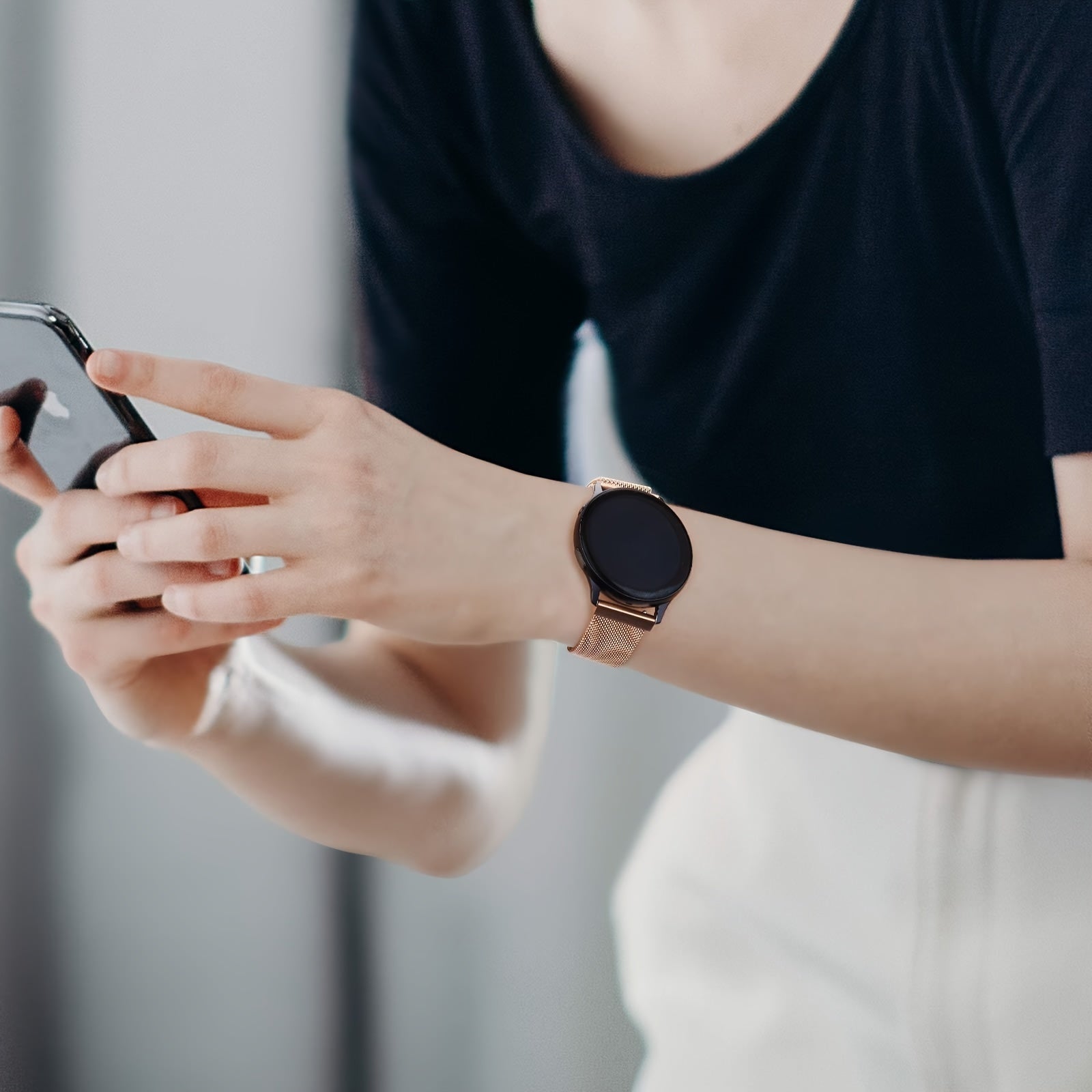 20mm Stainless Steel Mesh Watch Band Magnetic Mesh Strap for Samsung Galaxy Watch and Amazfit Bip U Pro GTS