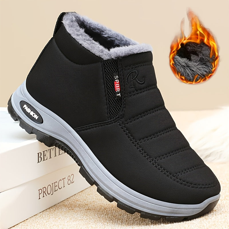 Women's Ankle Slip-On Boots with Soft Sole, Cozy Interior, Black