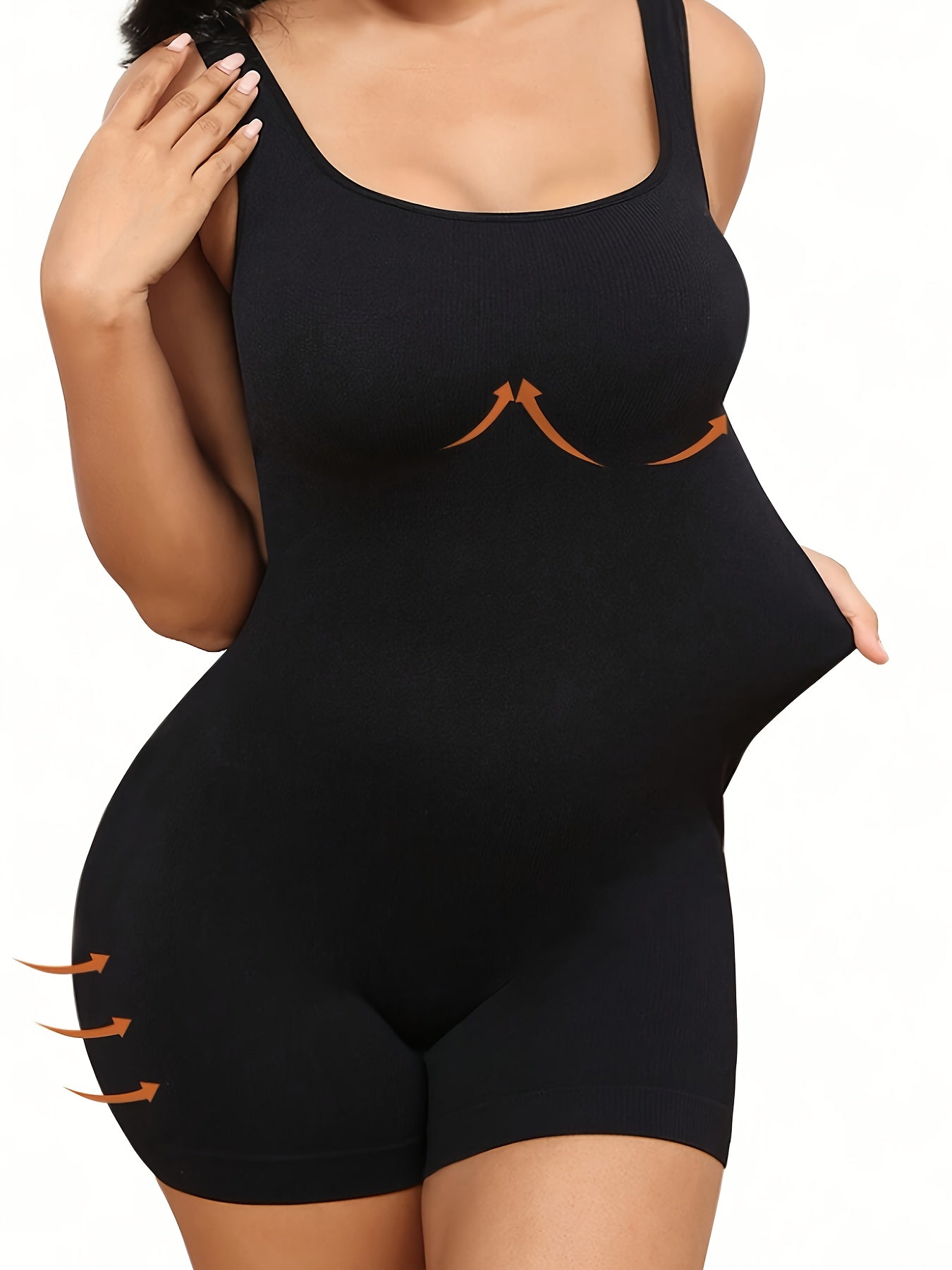 Plus Size Women's Seamless Shapewear Romper High Elasticity Tummy Control Pink