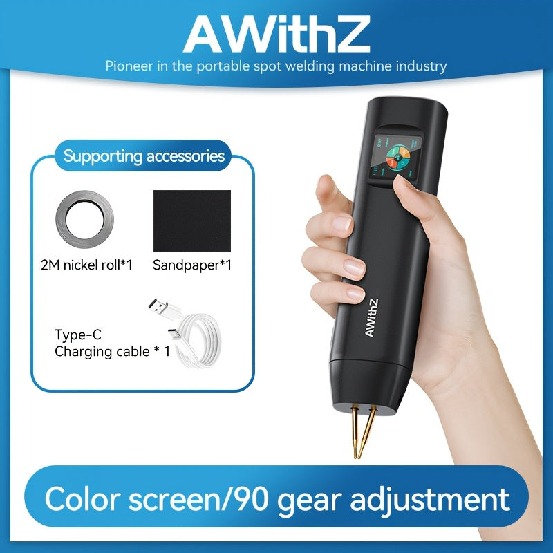 Rangli ekranli portativ qo‘l bilan ishlovchi spot lehimlash mashinasi, 90 ta sozlanadigan daraja, qayta to‘ldiriladigan batareya bilan DIY batareya to‘plamini tayyorlash uchun