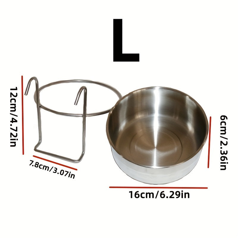Stainless Steel Hanging Dog Bowl with Clamp Holder for Spill Prevention and Neck Protection