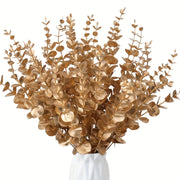 Artificial Flowers for Decorations Christmas Weddings Home Decor Eucalyptus Leaves and Gold Flowers