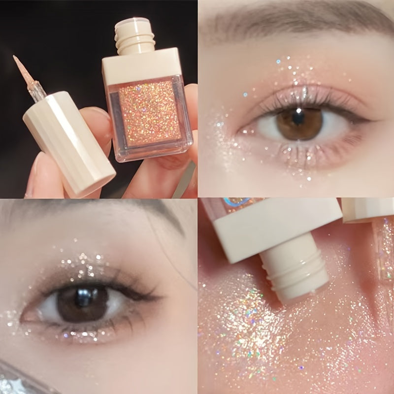 Sombra líquida para ojos para mujer con purpurina, piedras de rhinestone y iluminador
