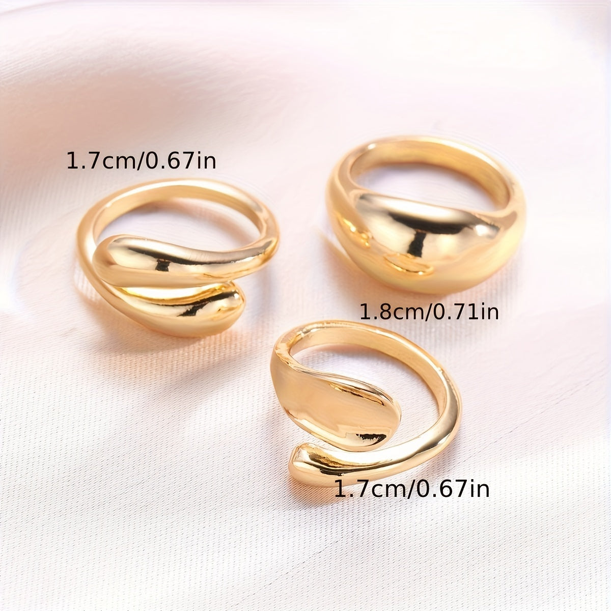Women’s Geometric Open Ring Set 3-Piece Minimalist Jewelry for Everyday and Gifting
