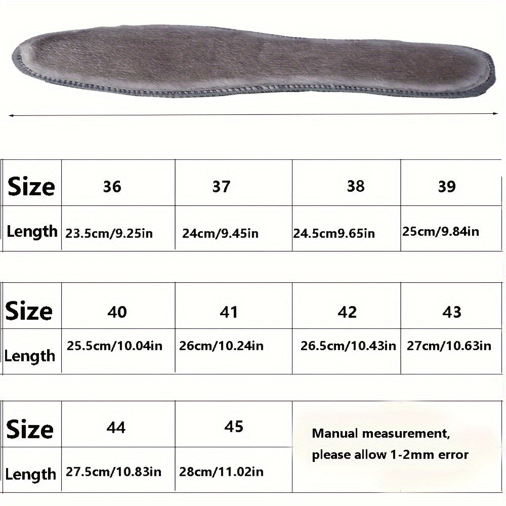Unisex Thick Felt Insoles for Winter Breathable Soft Heating EU36-45