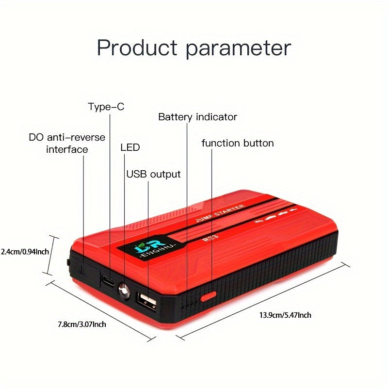 Portable Car Battery Jump Starter and Power Bank 12V 200A Peak Current