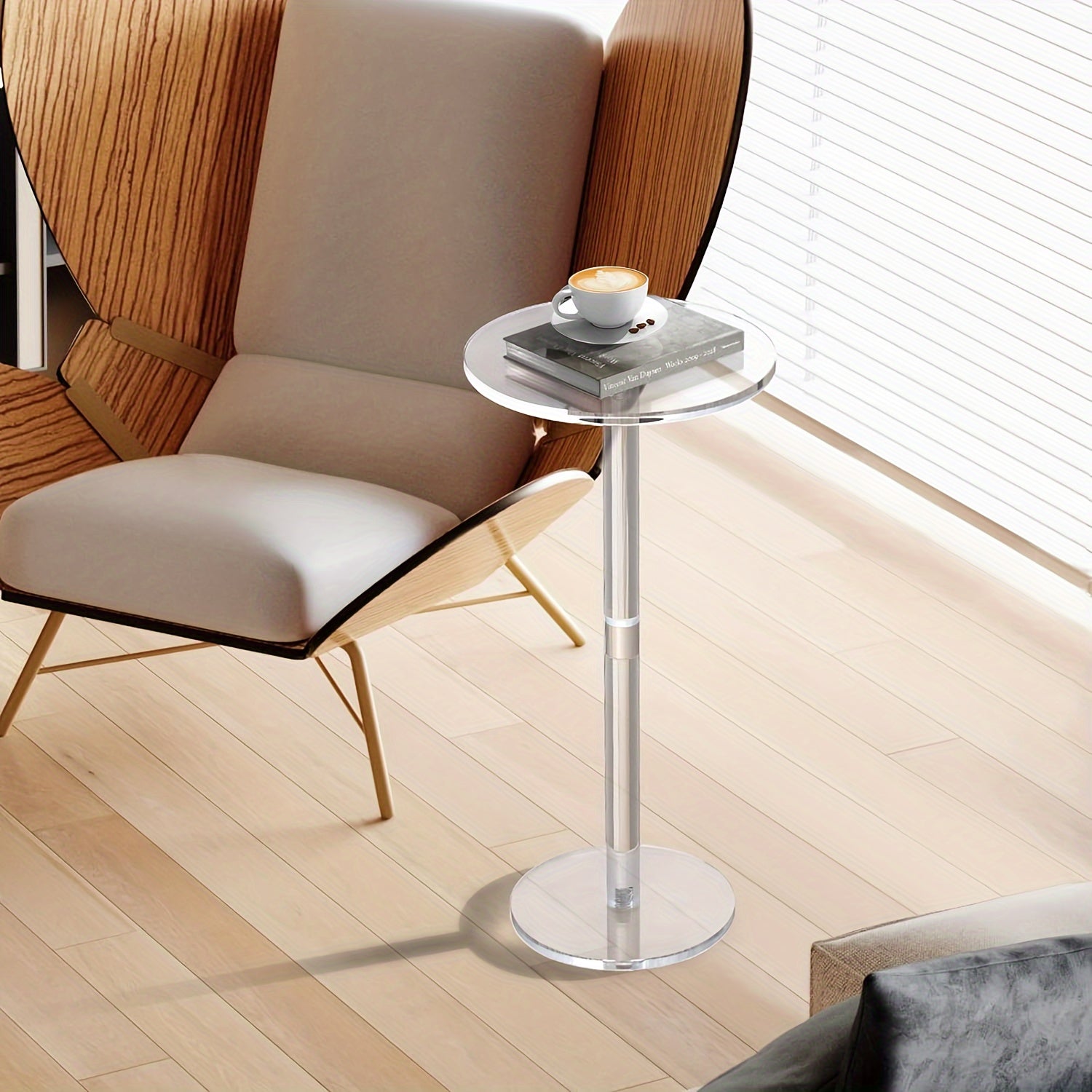 Clear Acrylic Round End Table 24.89cm for Living Room Bedroom Small Spaces