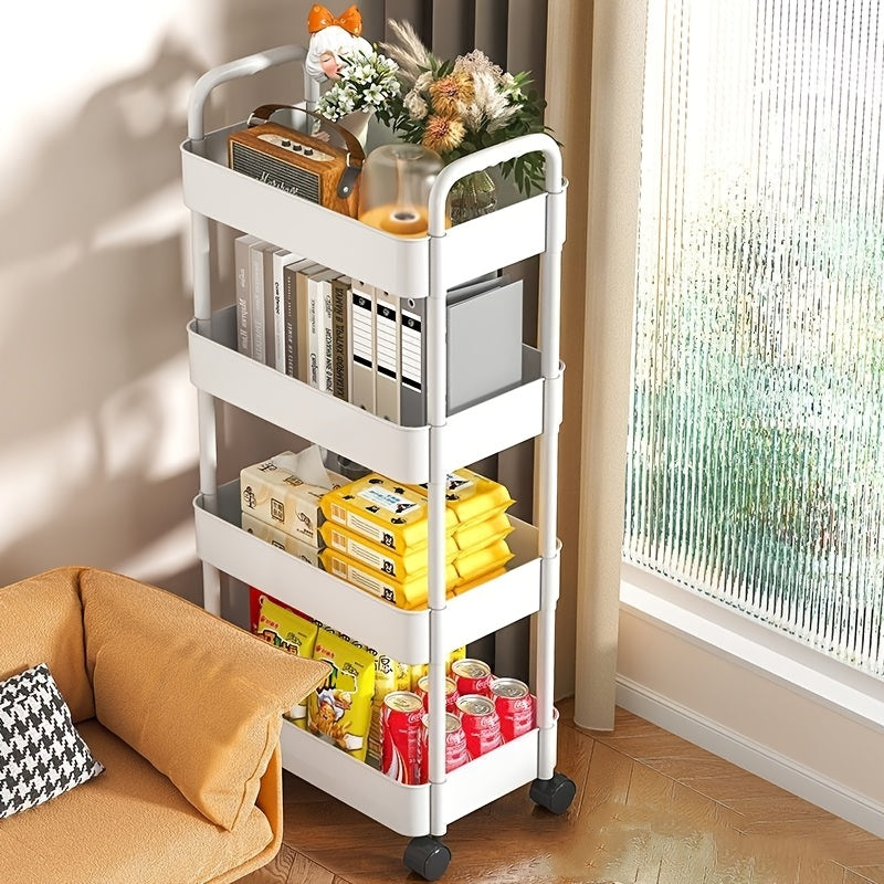 White 5-Tier Storage Rack on Wheels for Kitchen Bathroom and Living Room