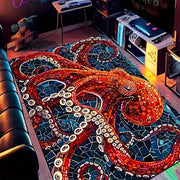 Deep Sea Octopus Art Rug Soft Microfiber Floor Mat with Foam Cushion Non-slip Entryway Decor
