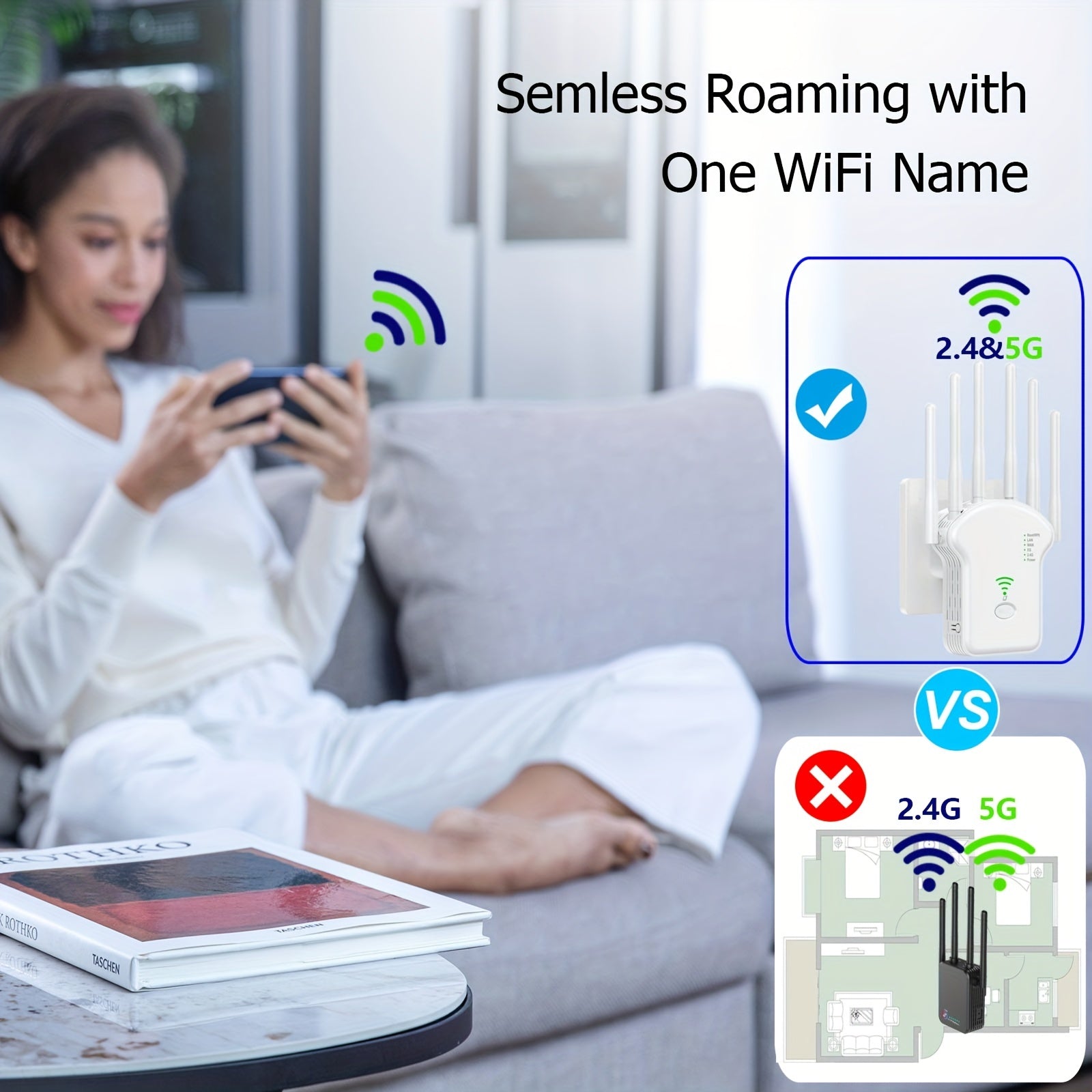 1200Mbps Wi-Fi Extender Dual Band Signal Booster for Up to 35 Devices