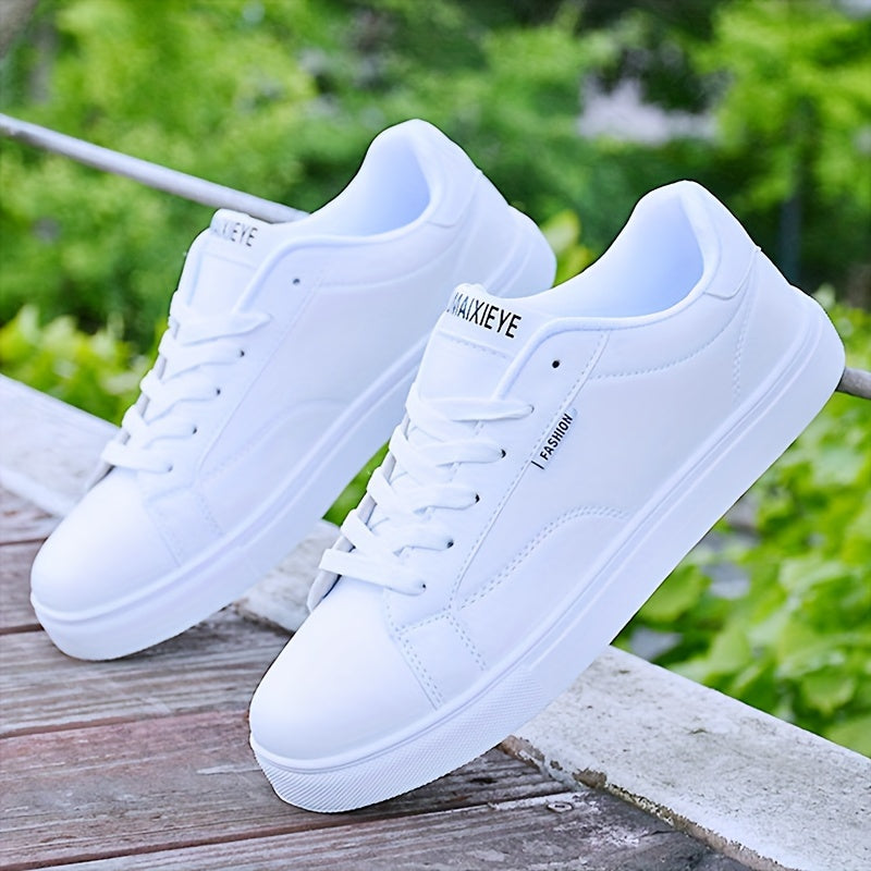 Men's Casual Skate Shoes Solid Color Low Top Lace-Up PU Upper Fabric Lining EVA Insole Rubber Sole