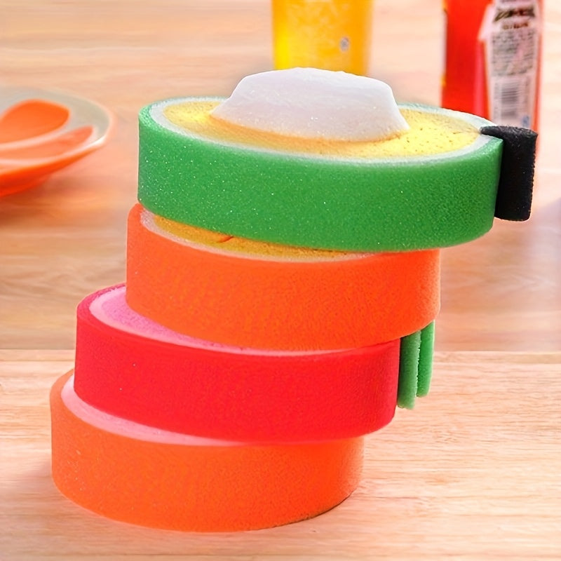 Meva shaklidagi idish cho'tkalari, 4 yoki 8 ta to'plam, ikki tomonlama bosma poliuretan tozalash cho'tkalari, siqilgan tolali material, apelsin va qulupnay dizayni bilan. Uy tozalash uchun mukammal, yashash xonasi, hammom, hojatxona va oshxonada.