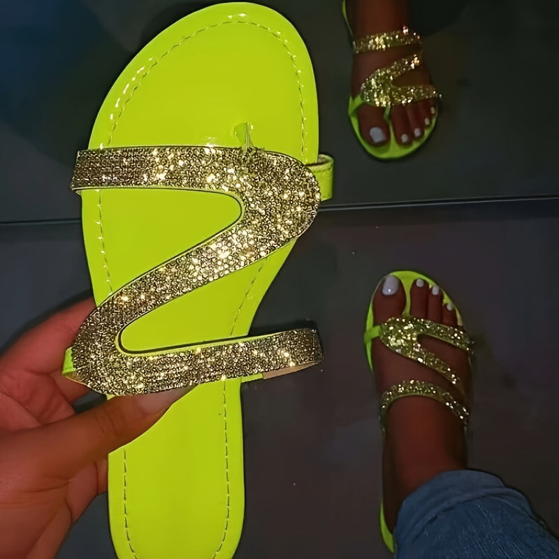 Women Summer Flat Bling Jelly Slides Transparent Sandals Plus Size