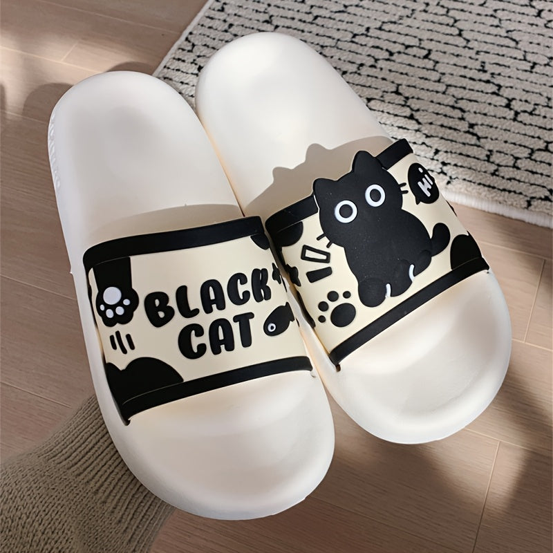 Women Black Cat Cartoon Slides Non-Slip EVA Casual Indoor Outdoor