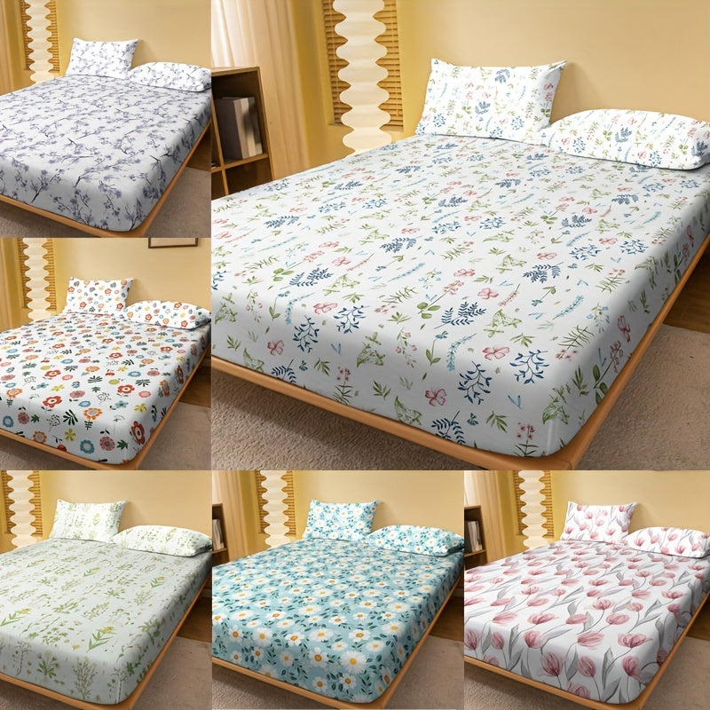Ditsy Floral Fitted Sheet for Single Bed with Deep Pockets and Soft Fabric