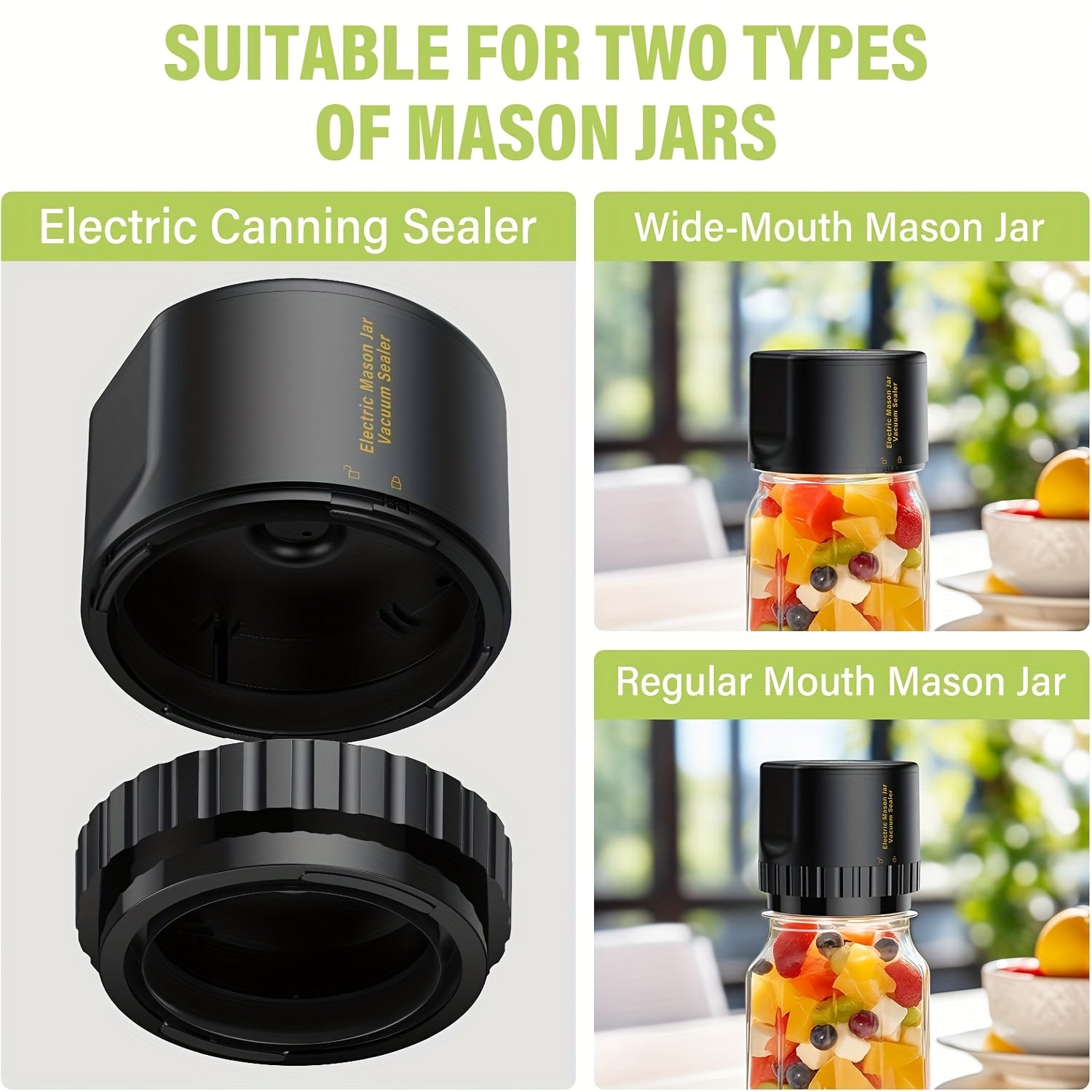 Kit de sellador al vacío para tarros Mason de 10 piezas con batería recargable por USB para almacenamiento de alimentos