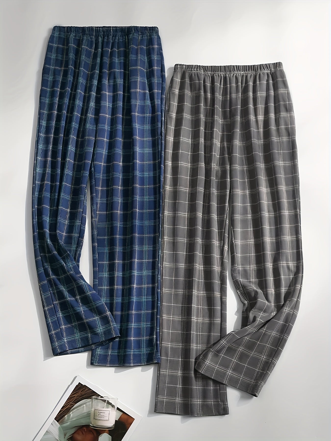Pantalones de descanso de cuadros para hombre, ultra suaves, con cintura elástica y ajuste relajado, ropa de dormir casual