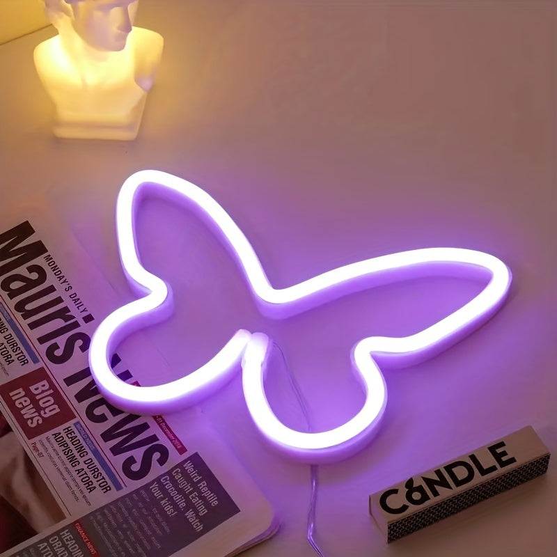 LED Butterfly Neon Sign Light for Bedroom Girls Room Decoration USB Battery Operated