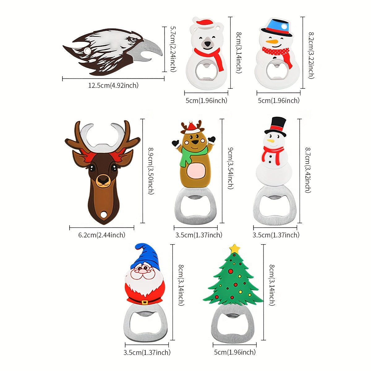 Festive Stainless Steel Christmas Bottle Openers with Santa Reindeer Tree Eagle Designs for Kitchen and Party