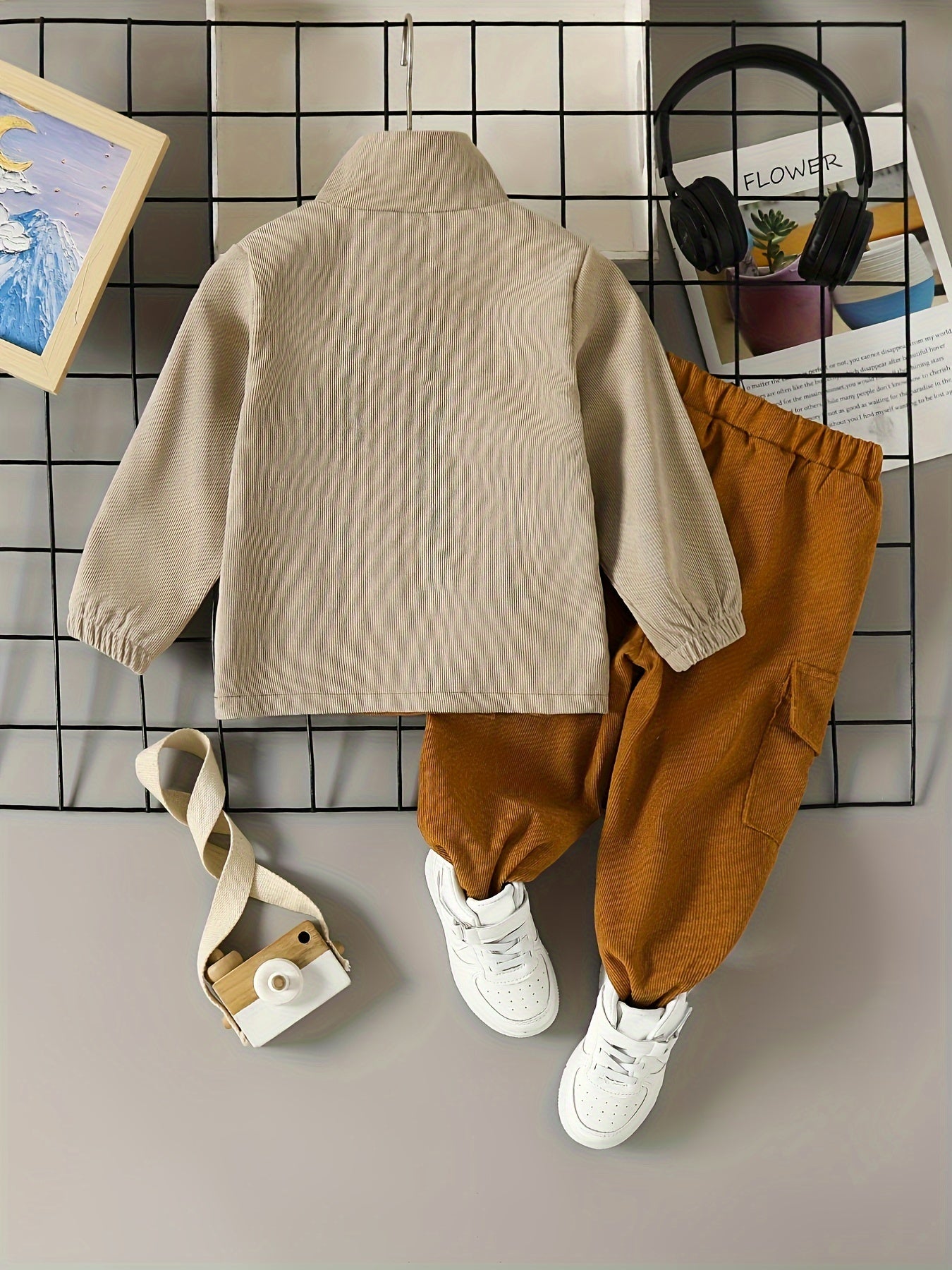 Kids Boy's Casual Corduroy Set 2-Piece Autumn Winter Long Sleeve Sweatshirt Pants