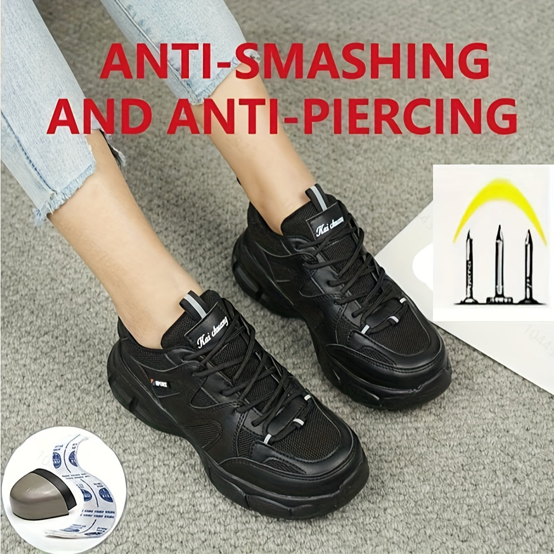 Women's Safety Shoes Steel Toe Anti-Smash Lightweight Work Shoes