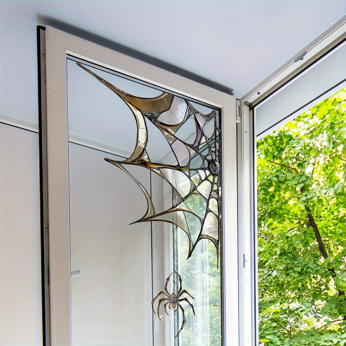 Halloween Spider Web Window Clings Set 30cm x 30cm Reusable PVC Stickers