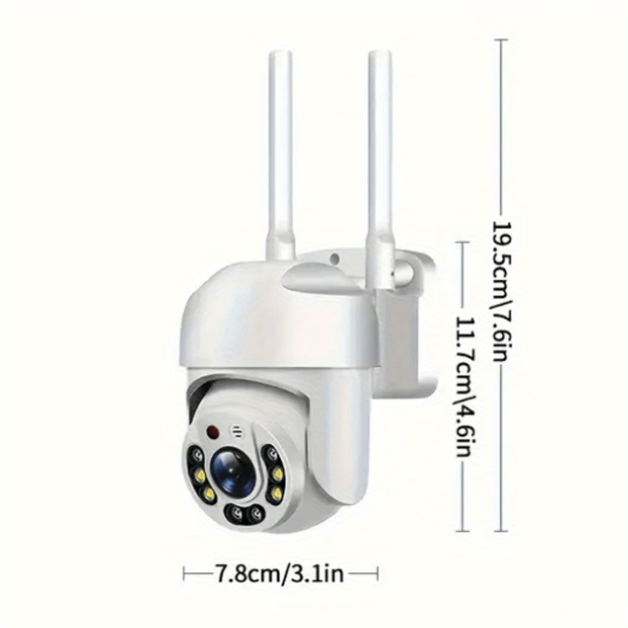 1080p Outdoor WiFi Security Camera IP66 Waterproof Pan-Tilt Night Vision Two-Way Audio Smartphone Compatible