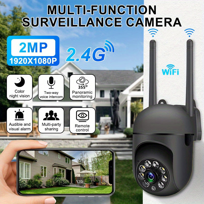 Wireless Security Camera with Color Night Vision Two-Way Audio WiFi Pan Tilt Zoom Motion Tracking