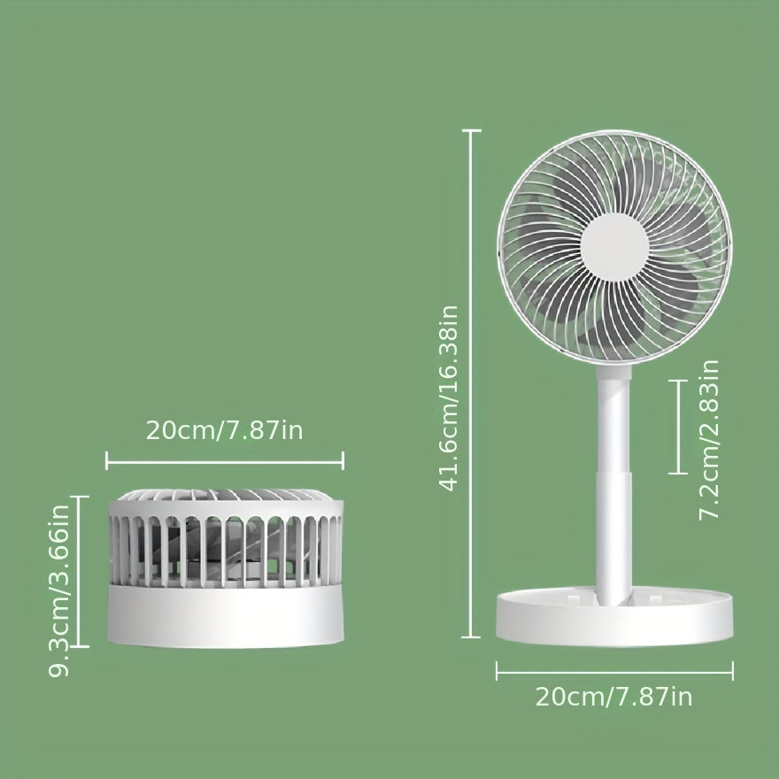 20.32cm Portable Folding USB Desk Fan with Rechargeable Battery, 4 Speeds, Adjustable Height