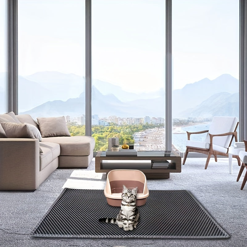 Коврик для кошачьего лотка EVA с двойным слоем из сетки, против брызг, против частиц, нескользящий