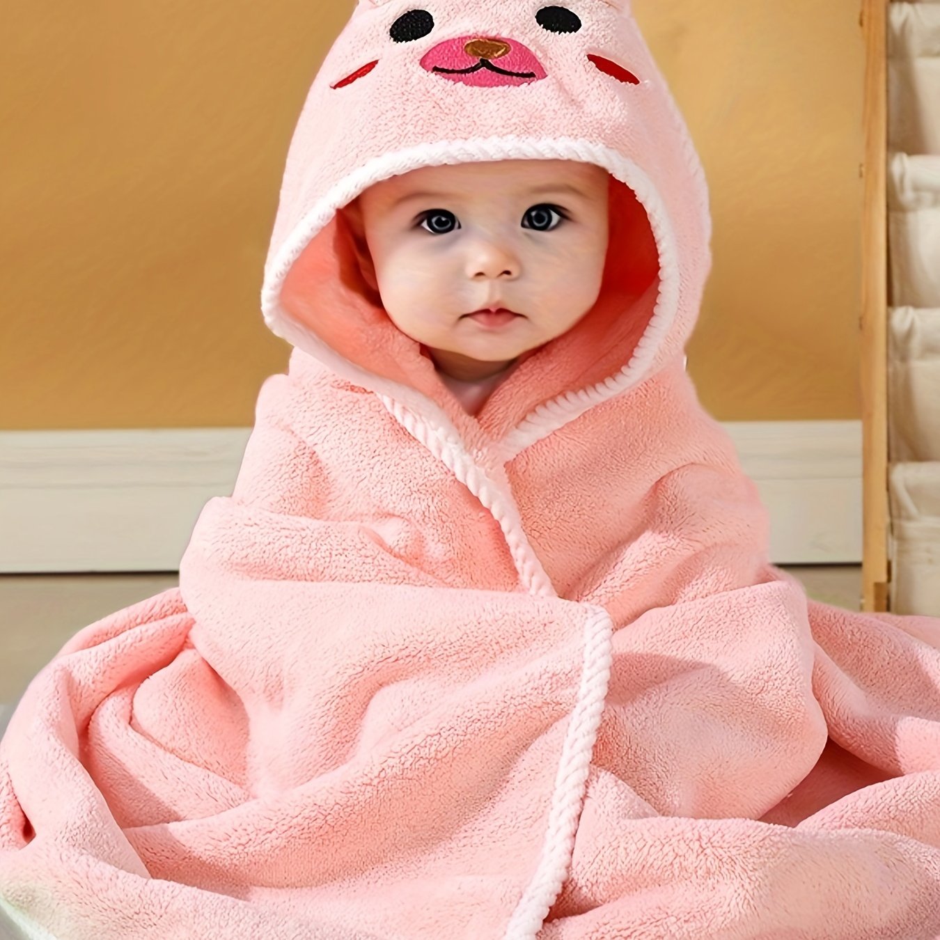 Baby Hooded Bathrobe for Babies with Animal Pattern, Absorbent, Soft, for Swimming and Bathing