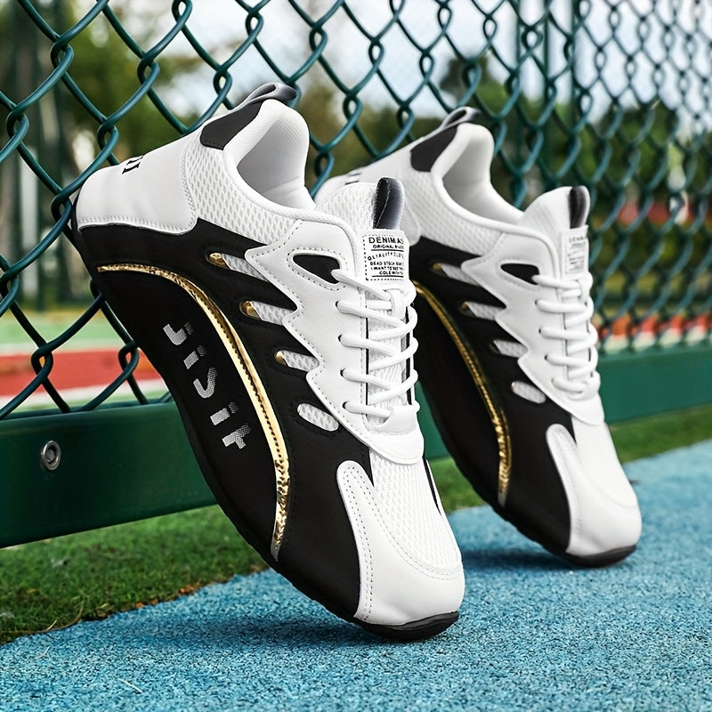 Men's Low Top Casual Sneakers with Lace-Up PU Upper Fabric Lining TPU Sole