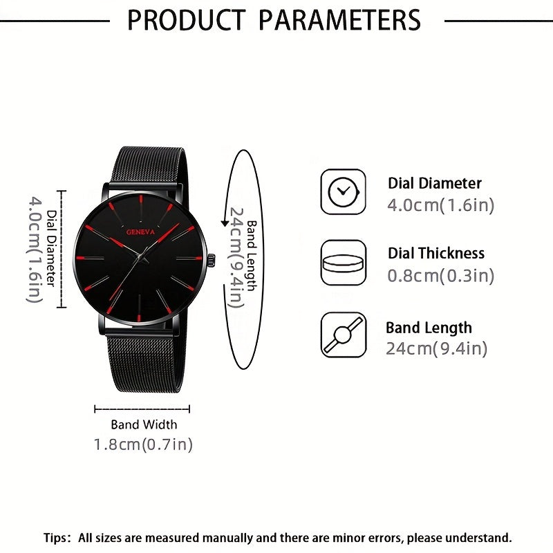 Men's Business Watch Stainless Steel Mesh Strap Ultra-Thin Minimalist Quartz