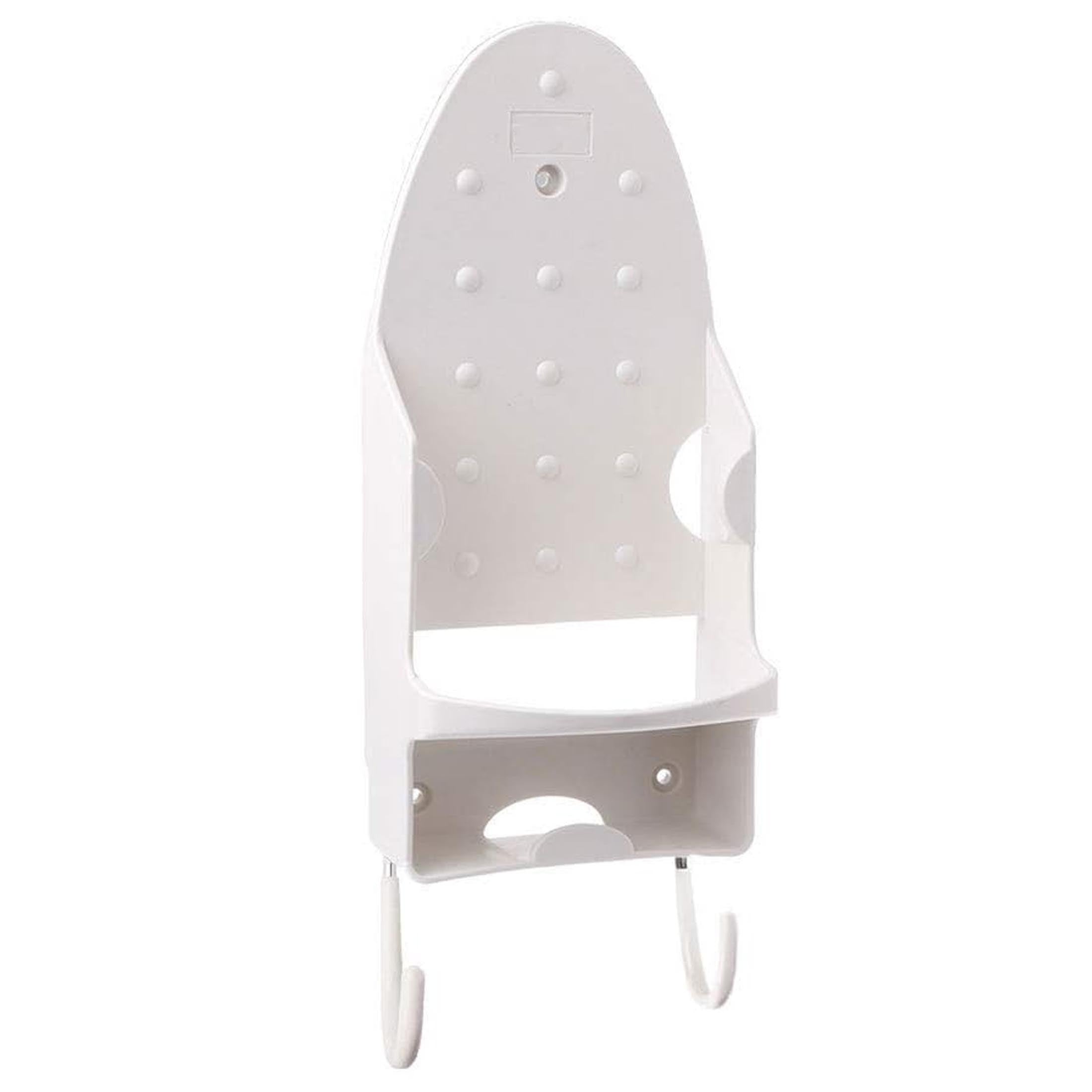 Estación de planchado con montaje en pared con 2 ganchos, metal y plástico resistentes al calor para lavandería, dormitorio y baño