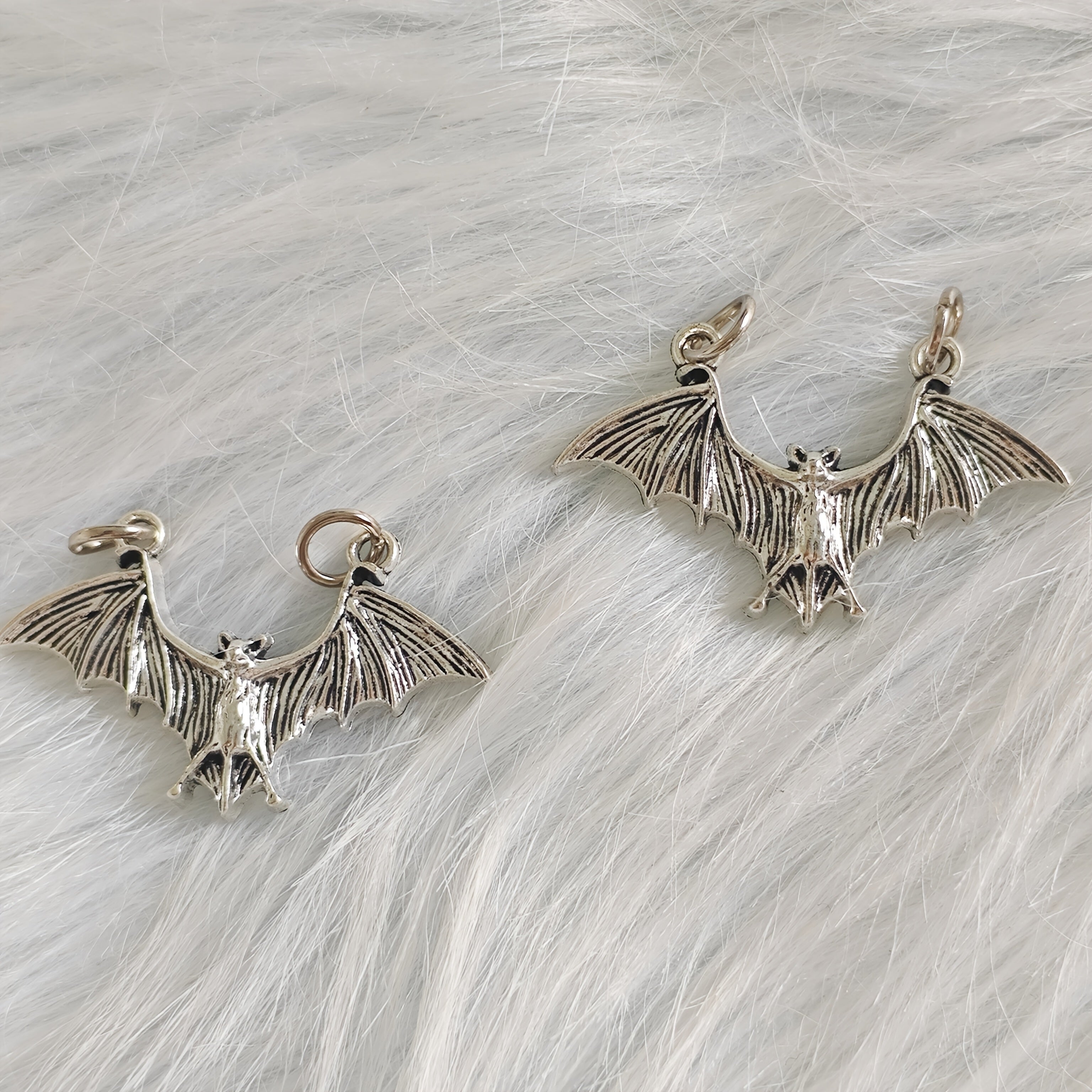 Gothic Punk Bat Shoe Charms Zinc Alloy Silver Distressed Accessories for Boots
