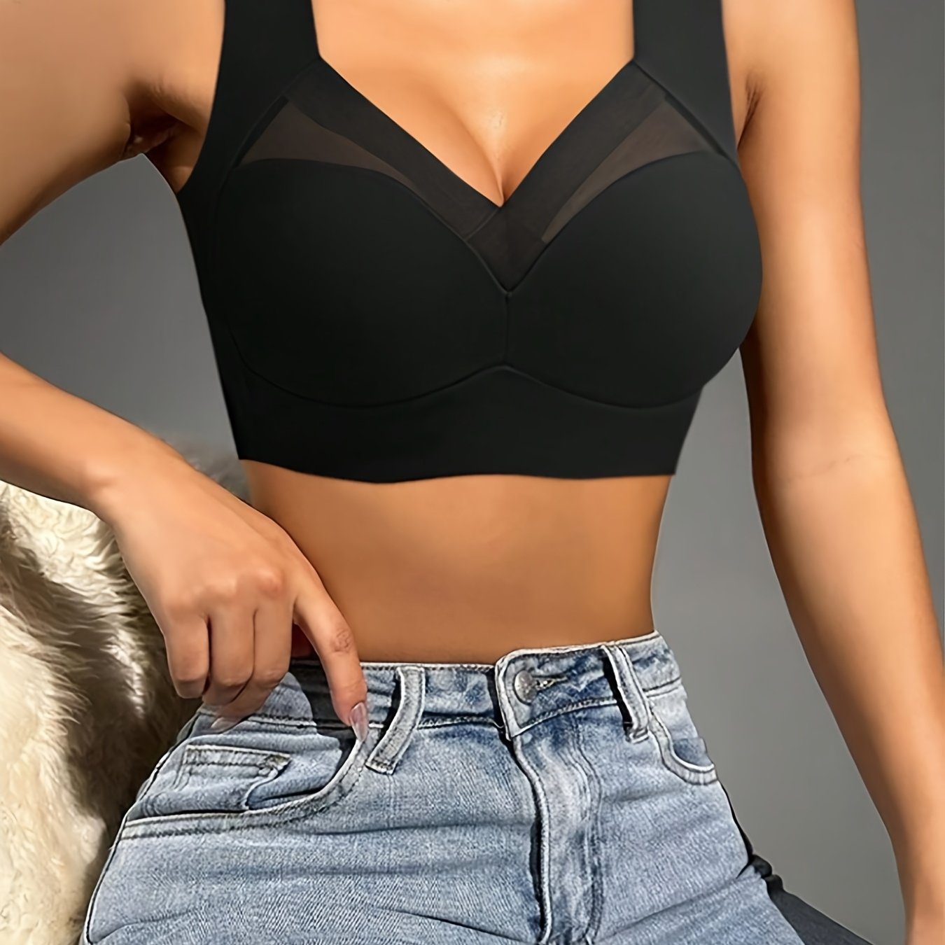 Sujetador deportivo para mujer con push-up, alta elasticidad, sin aros de acero, control lateral del pecho