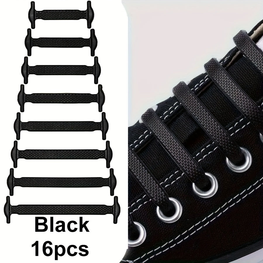 Unisex Elastic No-Tie Shoelaces for Sneakers Canvas Shoes 16 Pieces